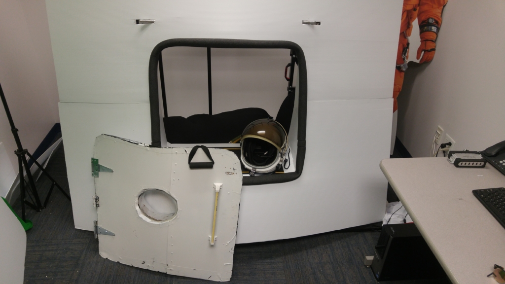 The external shell construction underway of the spacecraft cabin mockup.